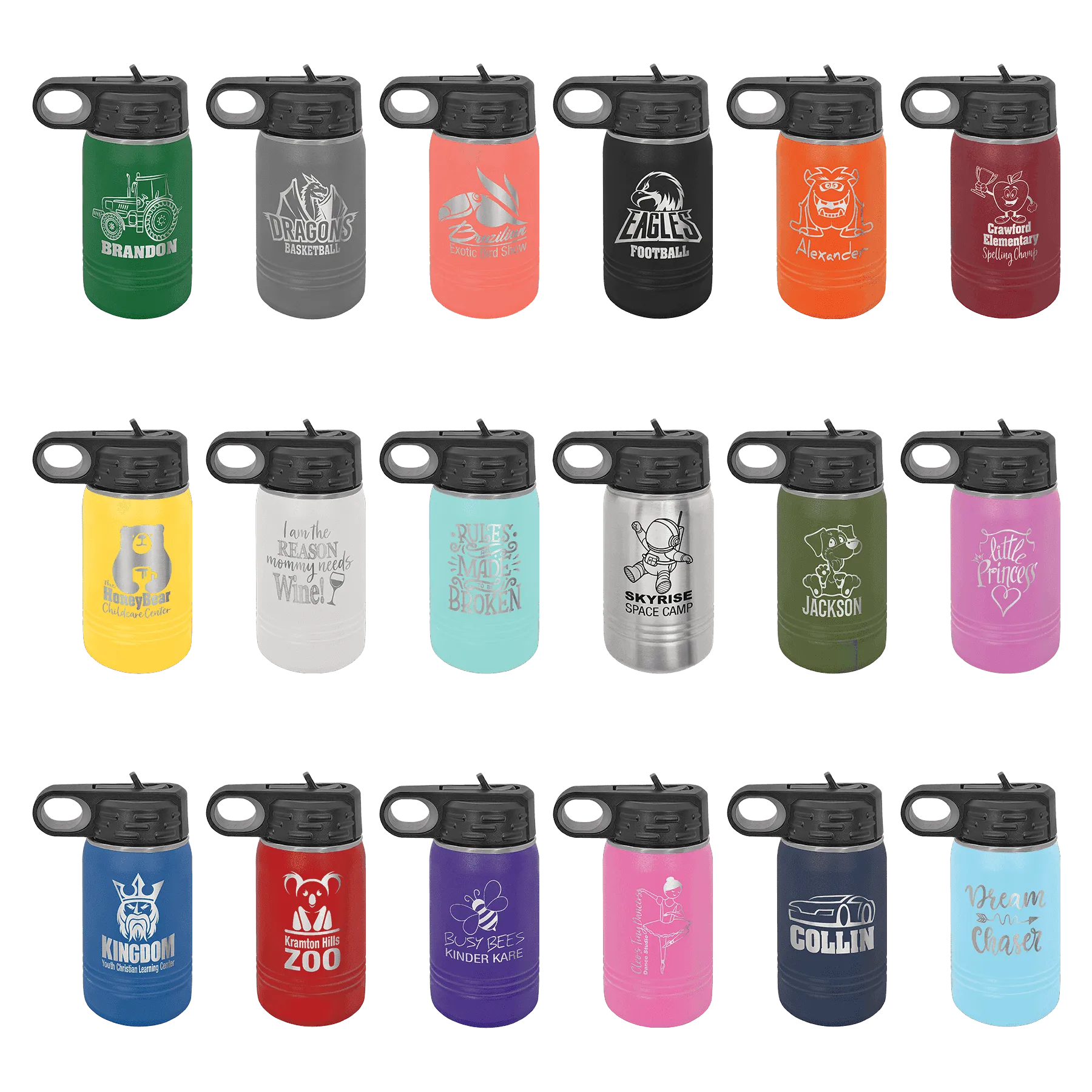 12oz Red  Water Bottles