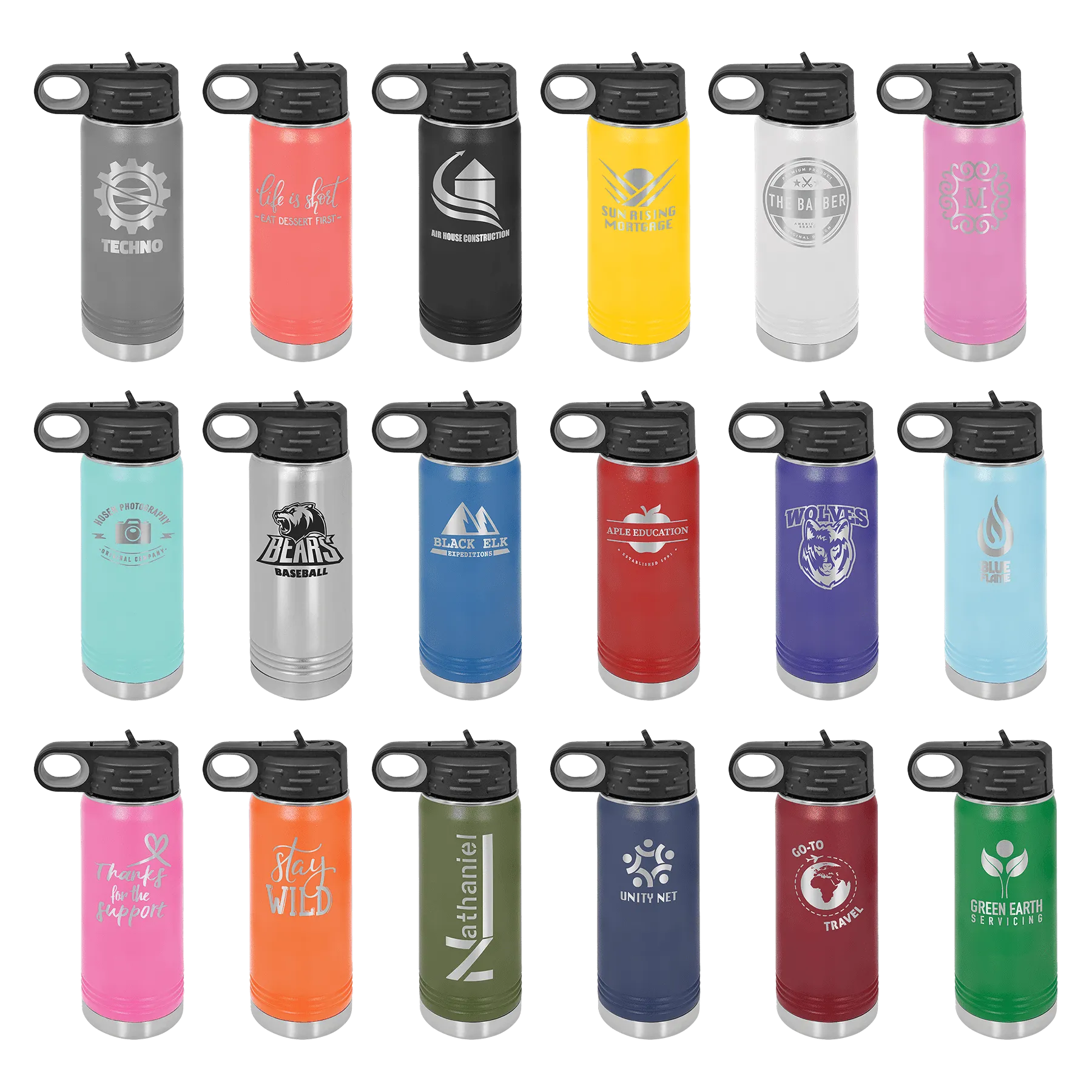 20oz Green Water Bottles