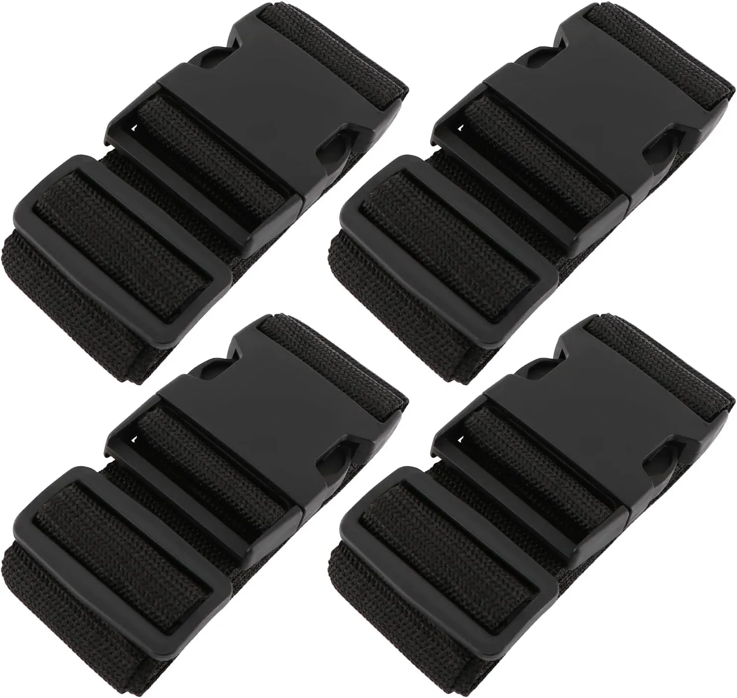 4 Pieces Luggage Straps, Heavy Duty with Quick-Release Buckle Suitcase Safe Belt with Name Card, Adjustable Suilcase Straps, Black