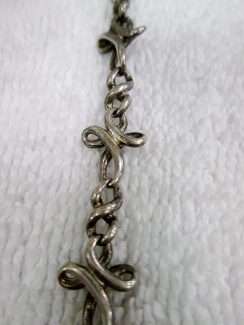 8" SILVER Hinged Bracelet Bangle Chainlink Swirly ROMAN COIN Charm Jewelry Hipster Glam