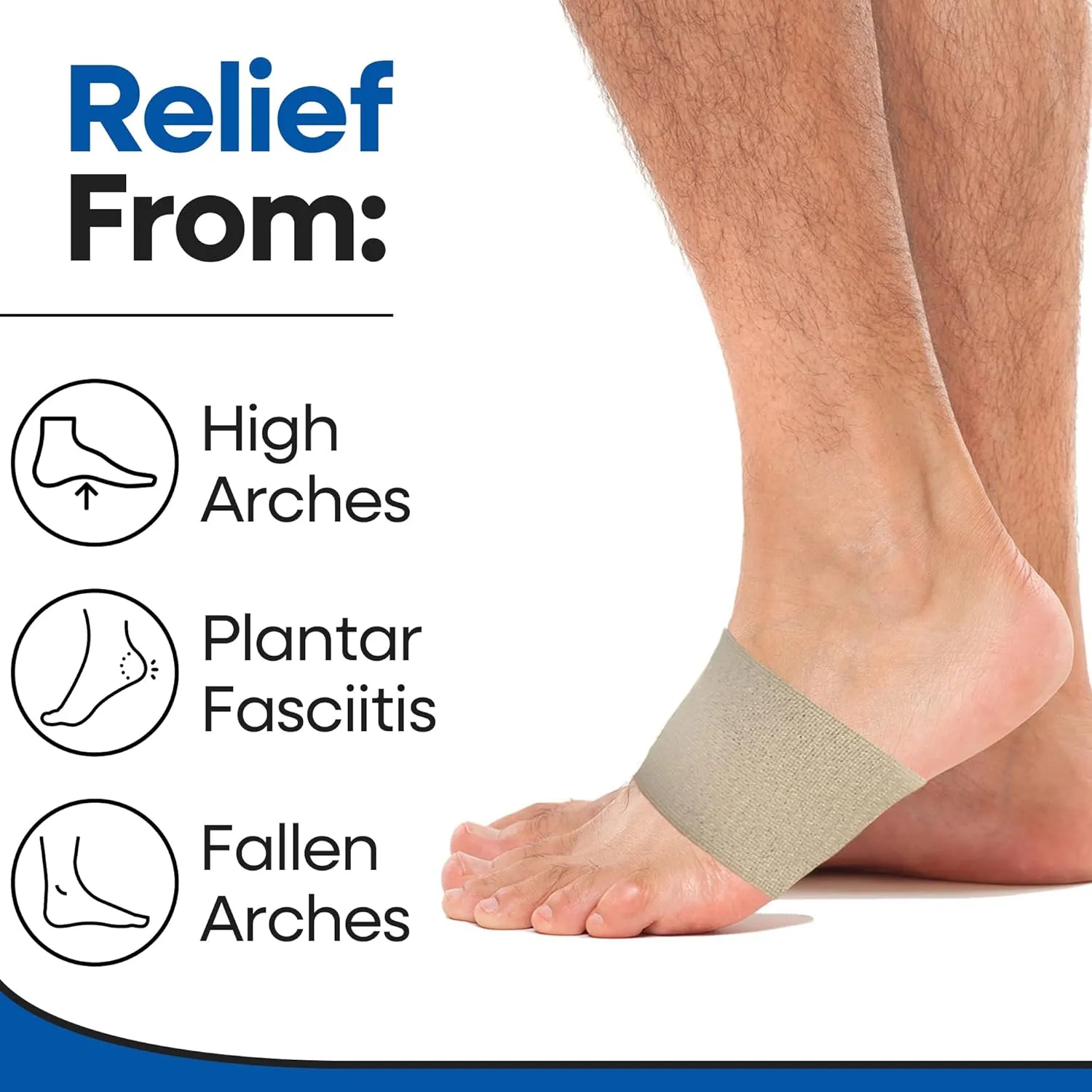 Arch Supports for Plantar Fasciitis Relief | Compression Sleeve Foot Brace For Heel Pain, Bone Spurs, Flat Feet, High Arches | Copper Infused Arch Support Bands for Women & Men Over Socks Fit Most