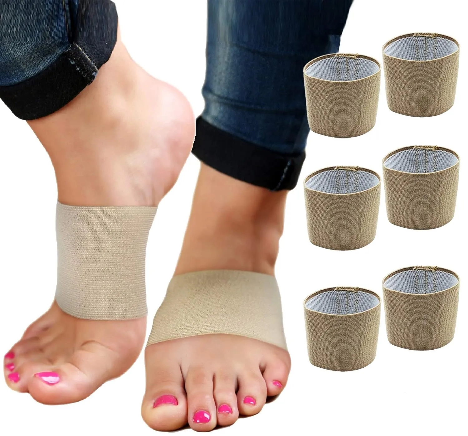 Arch Supports for Plantar Fasciitis Relief | Compression Sleeve Foot Brace For Heel Pain, Bone Spurs, Flat Feet, High Arches | Copper Infused Arch Support Bands for Women & Men Over Socks Fit Most