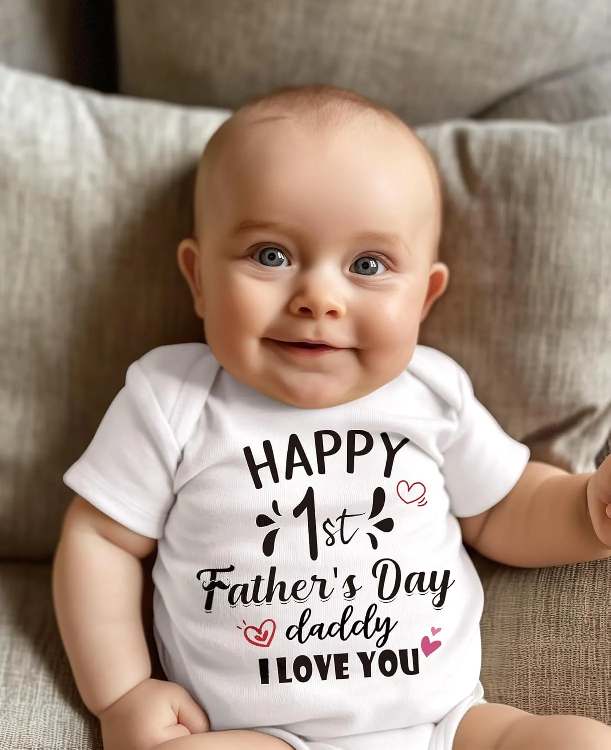 Baby Happy 1st Fathers Day Onesie Infant Cotton Short Sleeve Bodysuit 0-12 Months