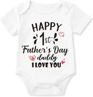Baby Happy 1st Fathers Day Onesie Infant Cotton Short Sleeve Bodysuit 0-12 Months