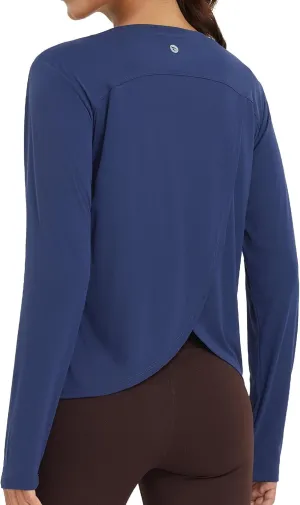 baleaf Women's Long Sleeve Workout Tops Athletic Shirts Split Back Running Gym Quick Dry Sun Protection UPF 50 