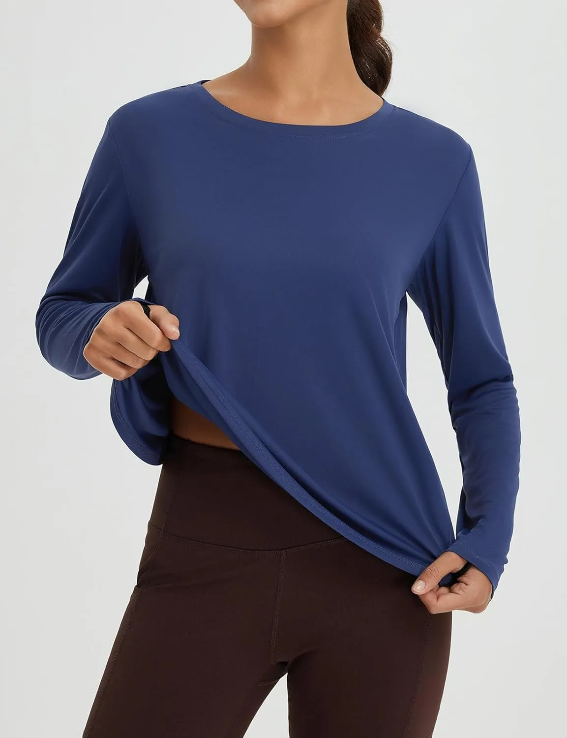 baleaf Women's Long Sleeve Workout Tops Athletic Shirts Split Back Running Gym Quick Dry Sun Protection UPF 50 