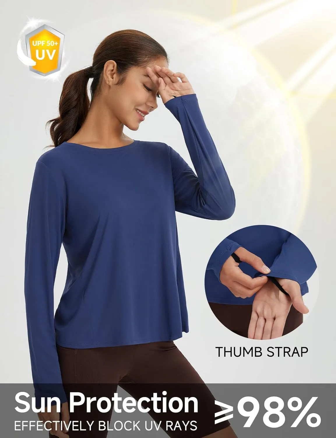 baleaf Women's Long Sleeve Workout Tops Athletic Shirts Split Back Running Gym Quick Dry Sun Protection UPF 50 