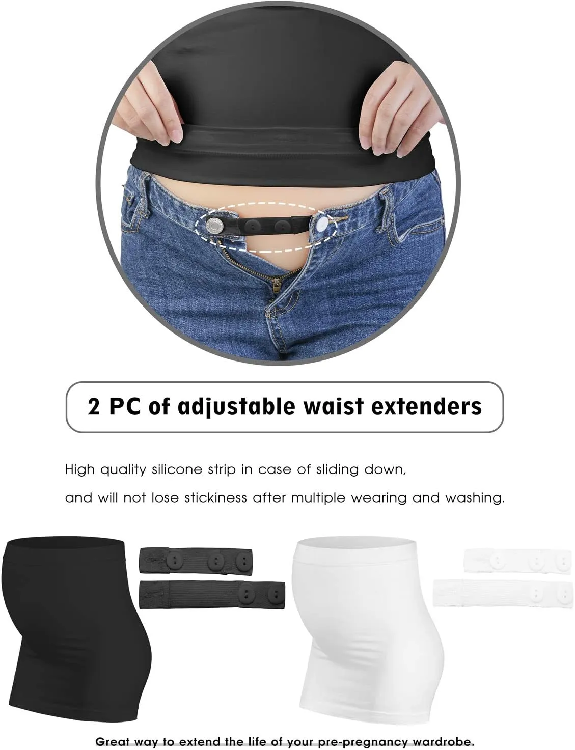 Belly Bands for Pregnant Women Maternity Band for Pants Postpartum Belly Band Pregnancy Band for Jeans