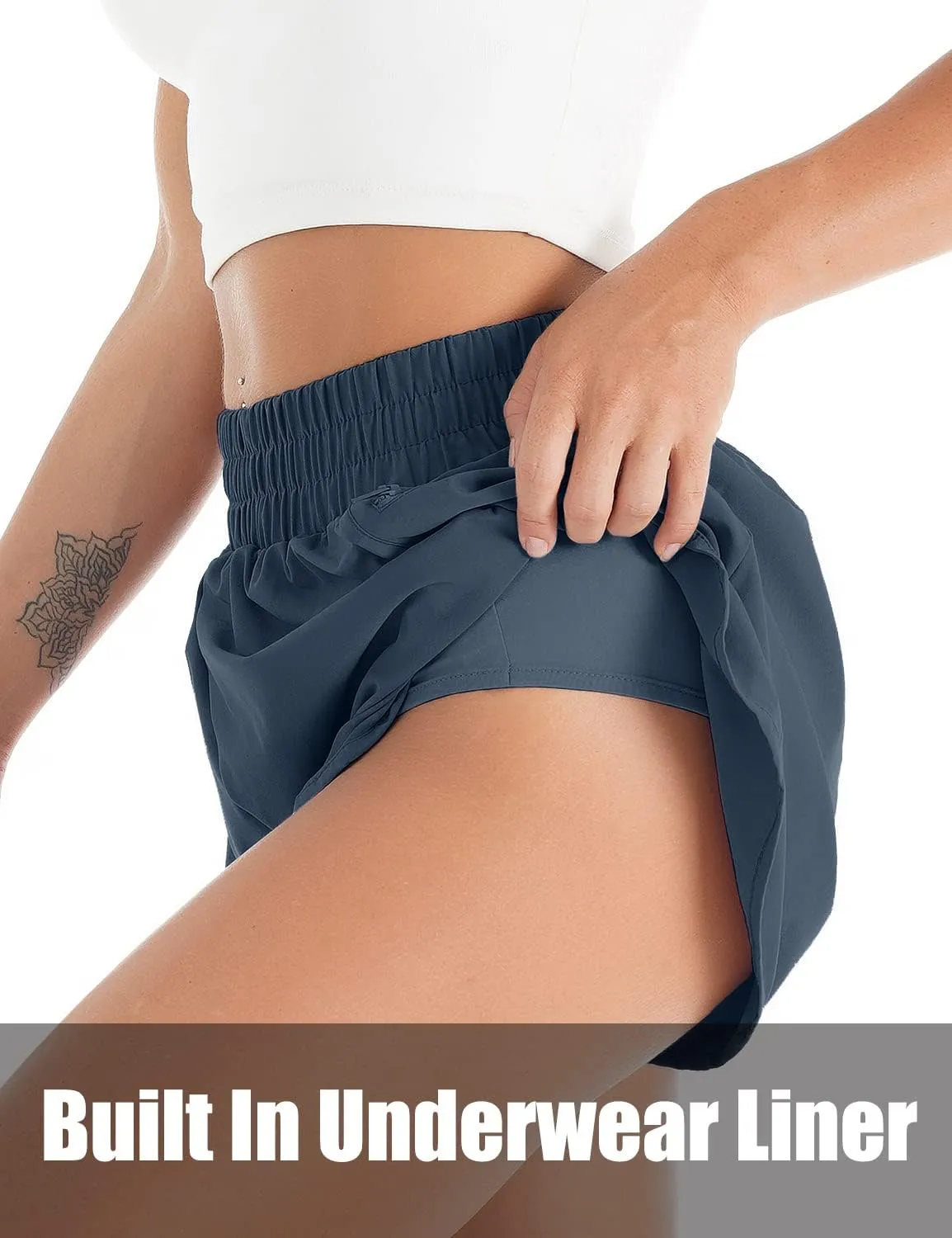 Blooming Jelly Women's Quick-Dry Running Shorts Workout Sport Layer Active Shorts with Pockets 1.75"