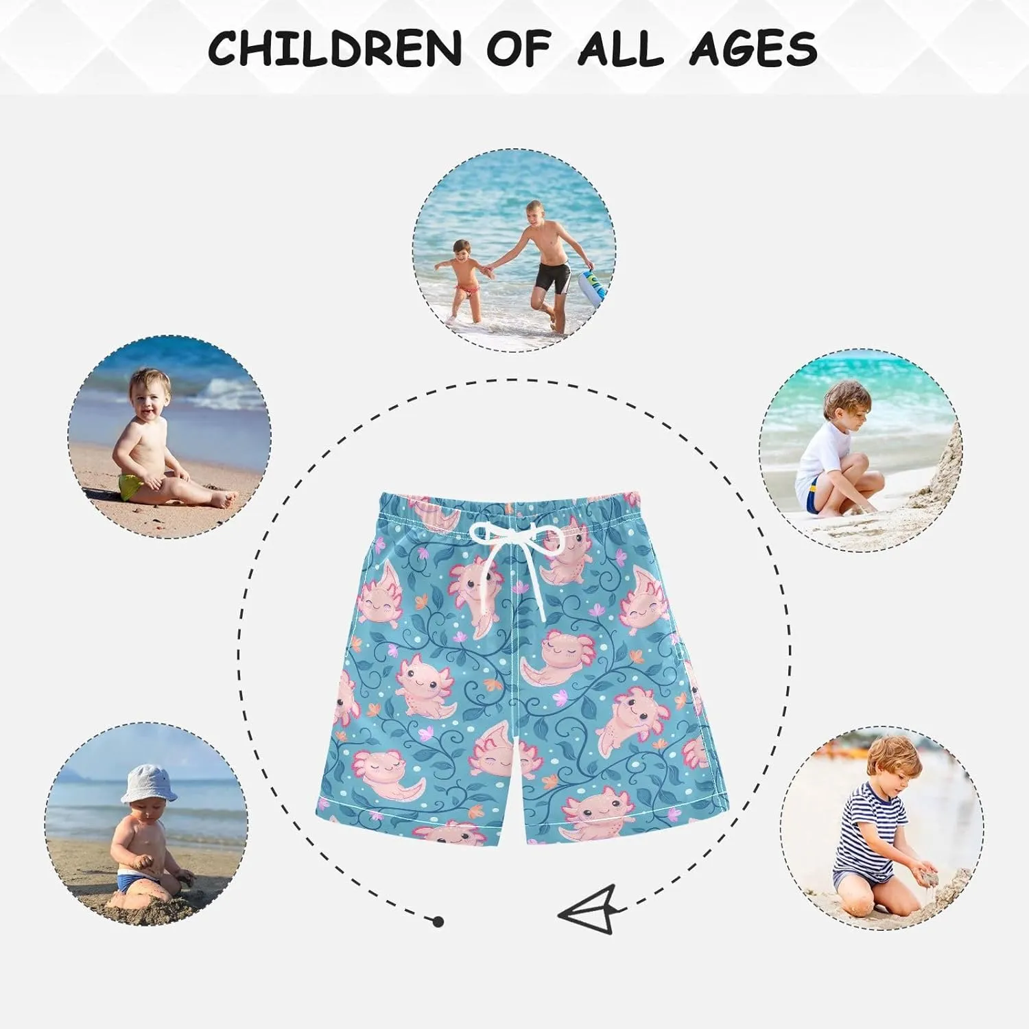 Boy Swim Trunks Quick Dry Swimsuit Bathing Suits Beach Board Shorts with Mesh Lining 8-16Years
