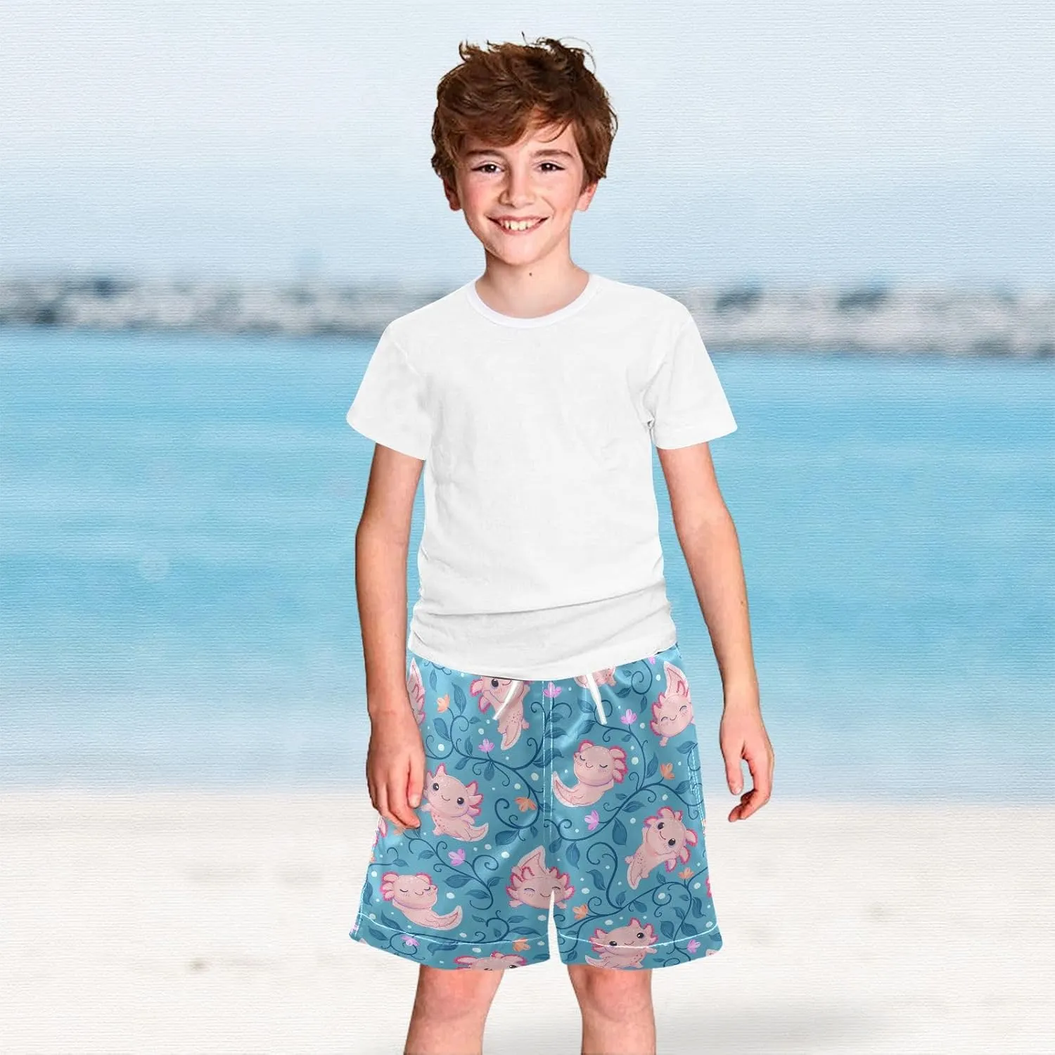 Boy Swim Trunks Quick Dry Swimsuit Bathing Suits Beach Board Shorts with Mesh Lining 8-16Years