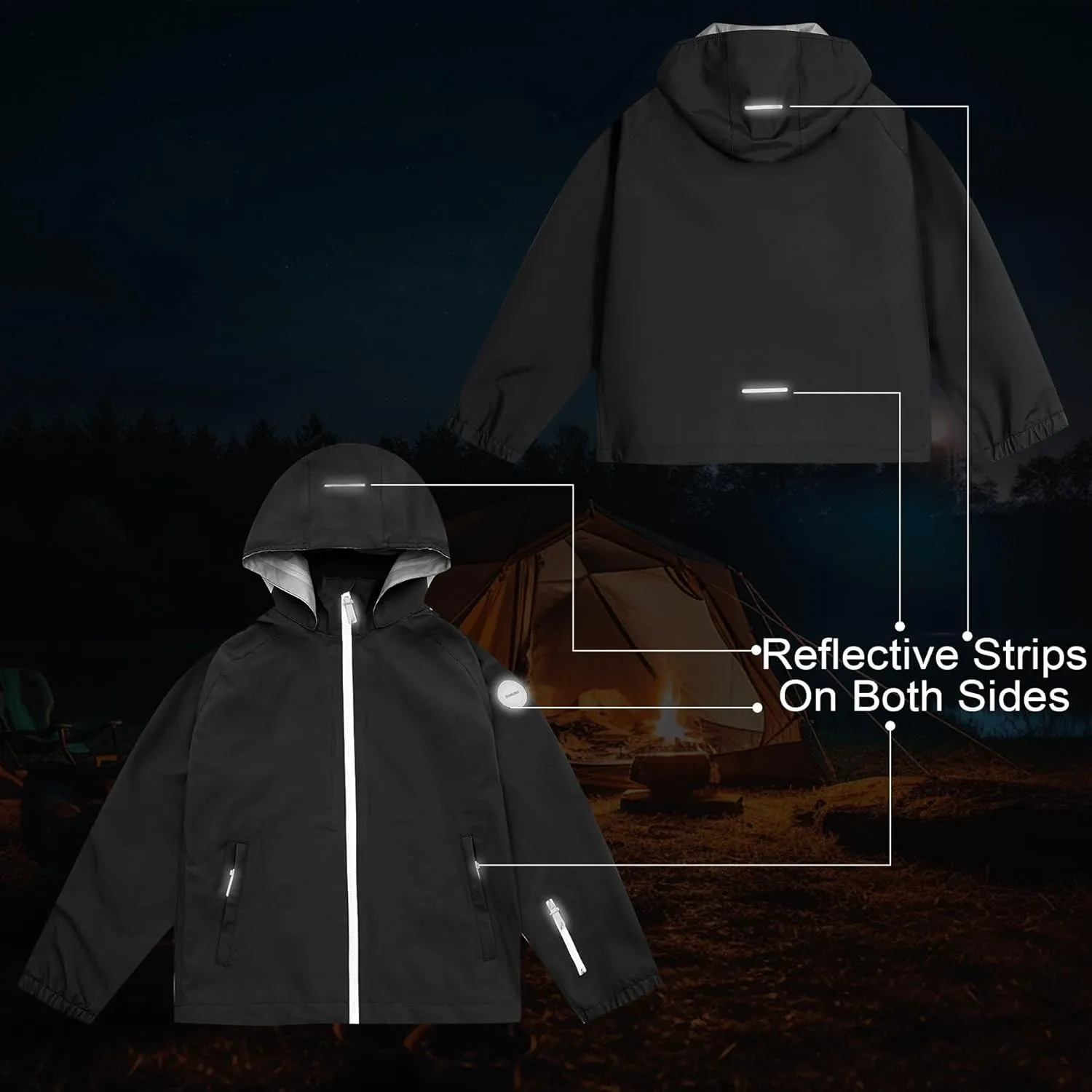 Boys Soft Shell Rain Jacket Lightweight Hiking Jacket Waterproof Windbreaker Outerwear for Kids