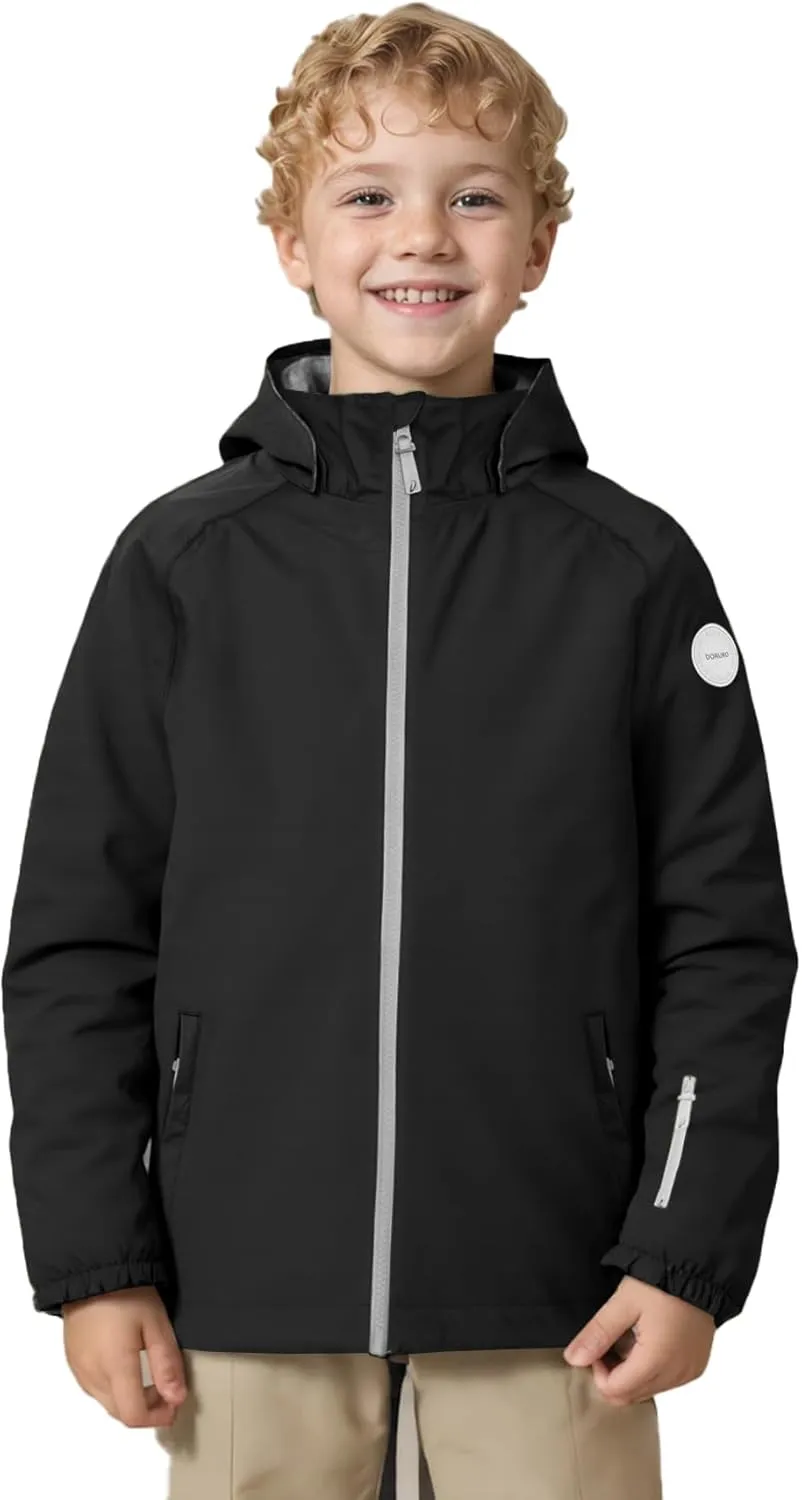 Boys Soft Shell Rain Jacket Lightweight Hiking Jacket Waterproof Windbreaker Outerwear for Kids