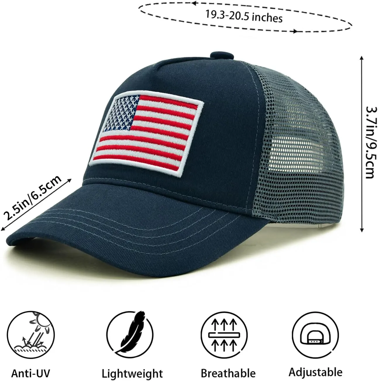 Boys Trucker Hat, Toddler American Flag Snapback Mesh Baseball Caps for Kids Age 2-6