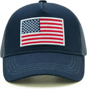 Boys Trucker Hat, Toddler American Flag Snapback Mesh Baseball Caps for Kids Age 2-6