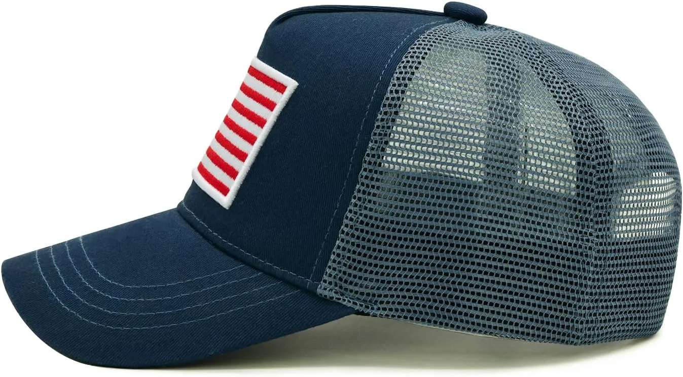 Boys Trucker Hat, Toddler American Flag Snapback Mesh Baseball Caps for Kids Age 2-6