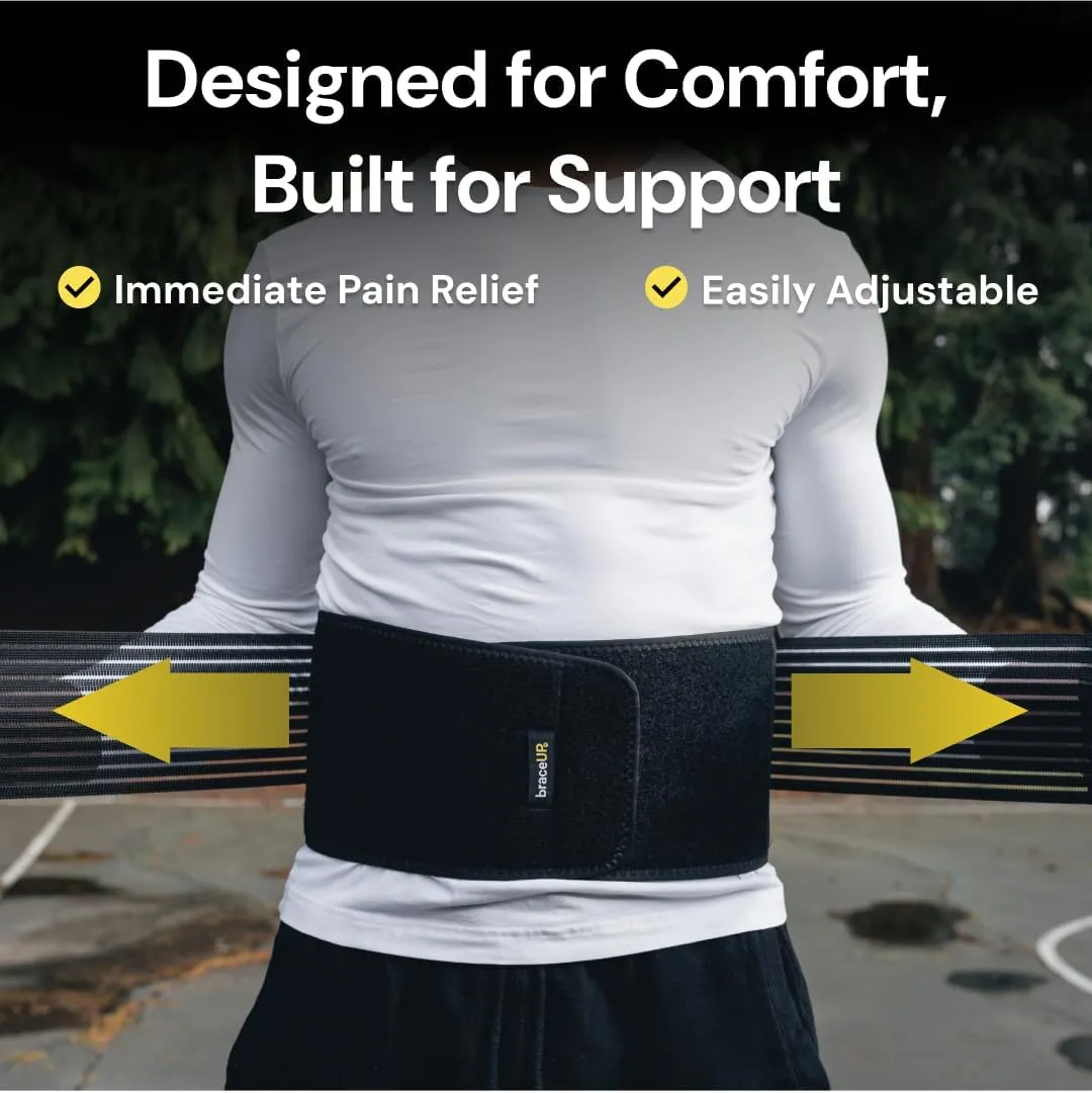 BraceUP Back Brace for Men and Women Lower Back - Breathable Waist Lumbar Support Belt for Sciatica, Herniated Disc, Scoliosis Back Pain Relief, Heavy lifting, with Dual Adjustable Straps (L/XL 35-43 in)