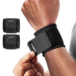 CAMBIVO Wrist Wraps for Men and Women 2 Pack, Adjustable Compression Wrist Brace for Carpal Tunnel, Wrist Support, Pain Relief, Lifting Straps Wrist Bands for Fitness, Weightlifting, Gym Workout