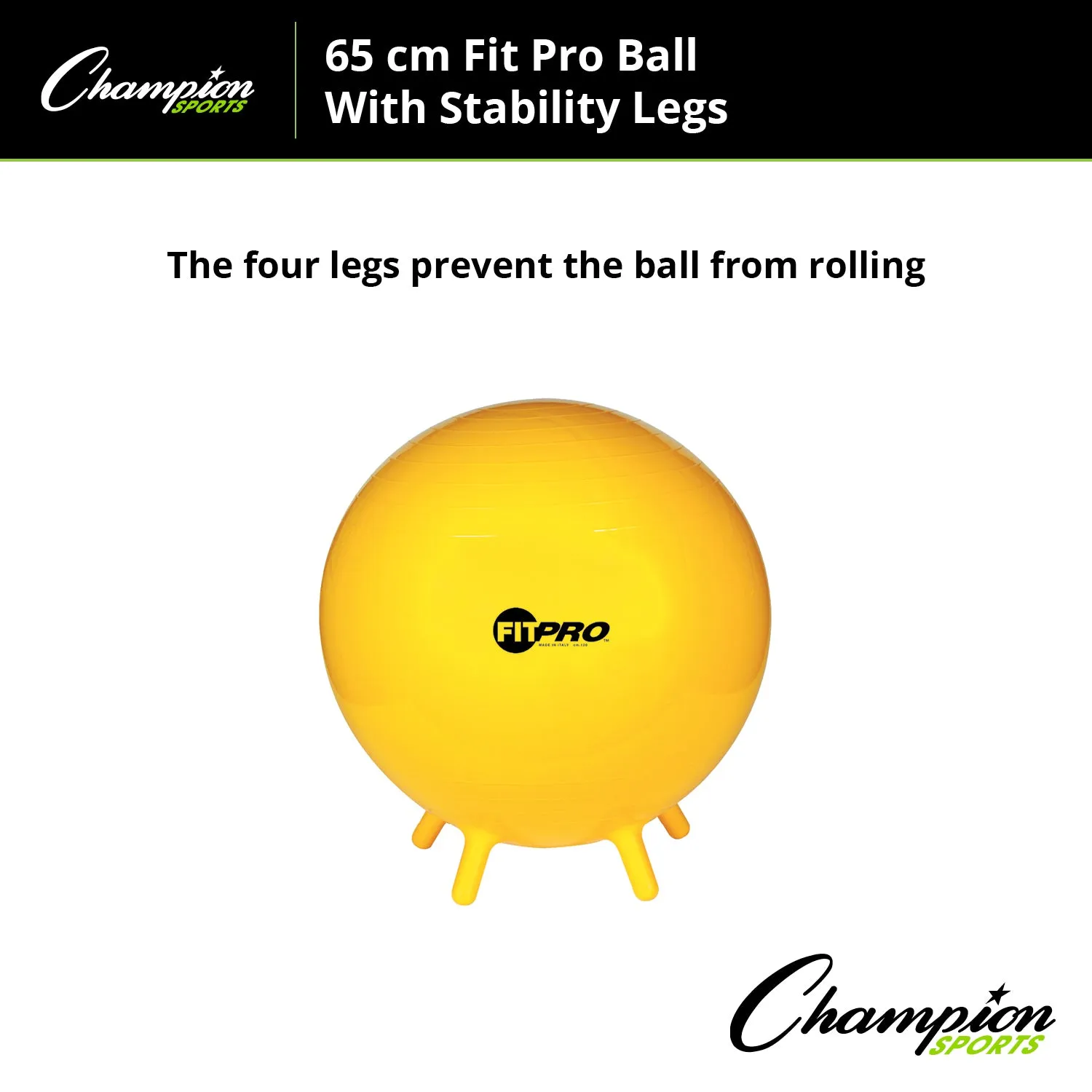 Champion Sports FitPro Ball with Stability Legs, 65cm - Stability & Strength Trainer