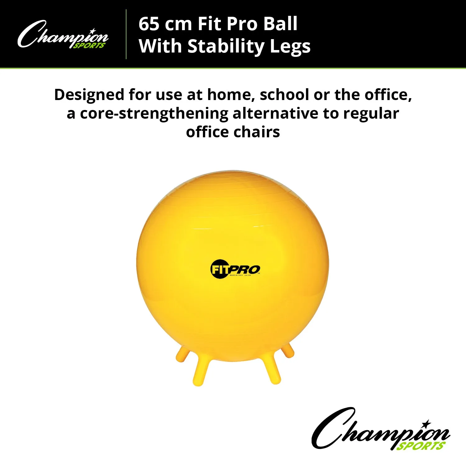 Champion Sports FitPro Ball with Stability Legs, 65cm - Stability & Strength Trainer