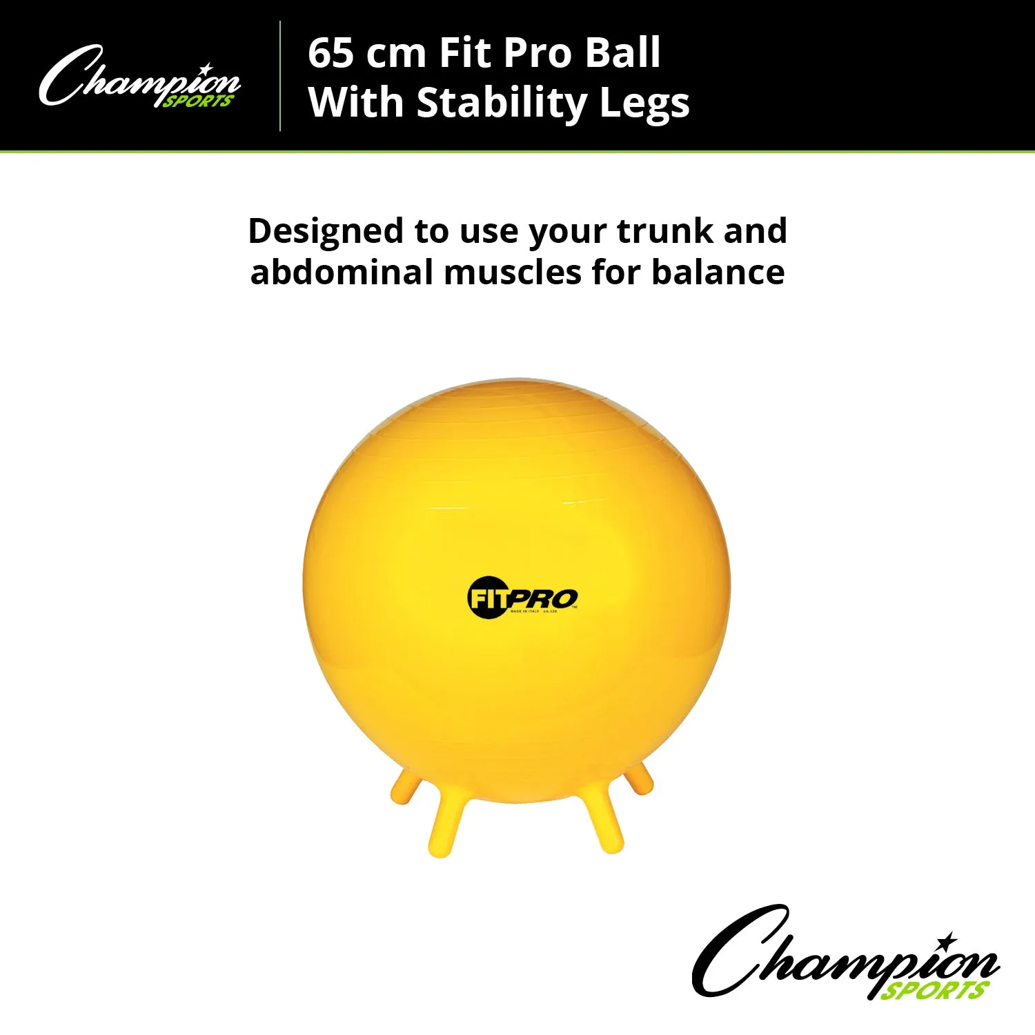 Champion Sports FitPro Ball with Stability Legs, 65cm - Stability & Strength Trainer