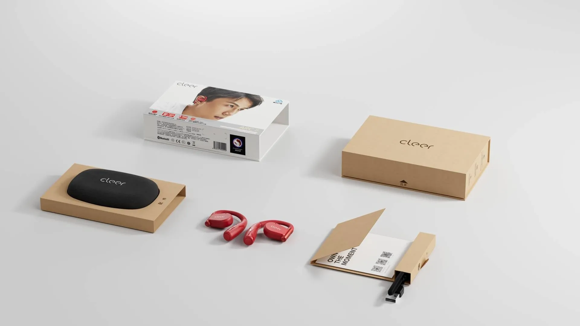 Cleer Audio Arc II Sport - Open-Ear True Wireless Sports Earphones - Red - Refurbished