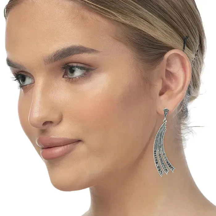 Curvy Layered Silver Dangler