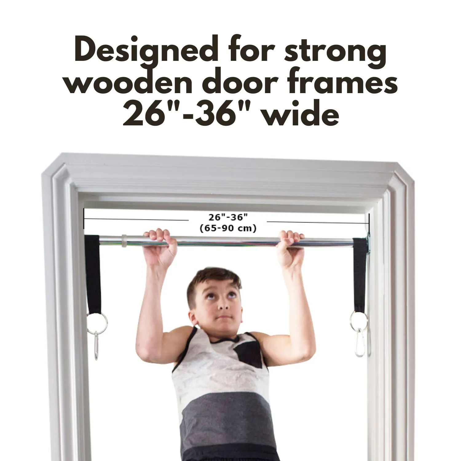 Doorway Swing for Kids - Trapeze Bar and Gymnastic Rings Combo - Red