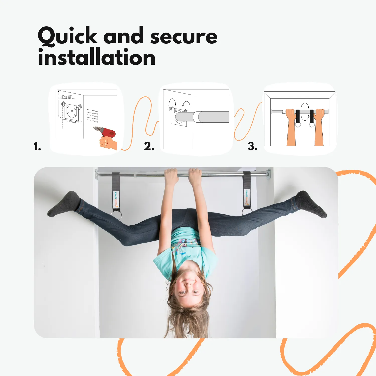 Doorway Swing Support Bar with Straps