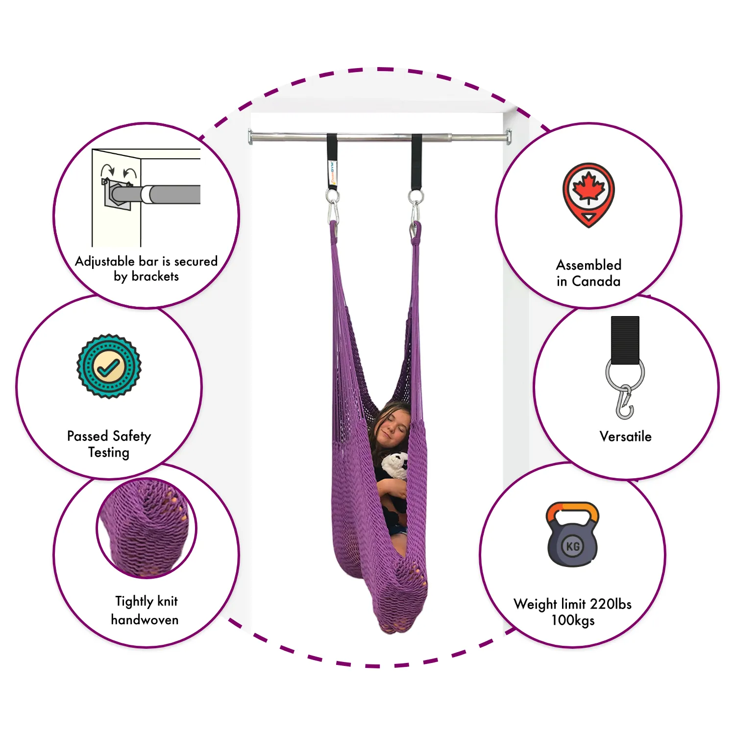 Doorway Therapy Hammock Swing - Calm Violet