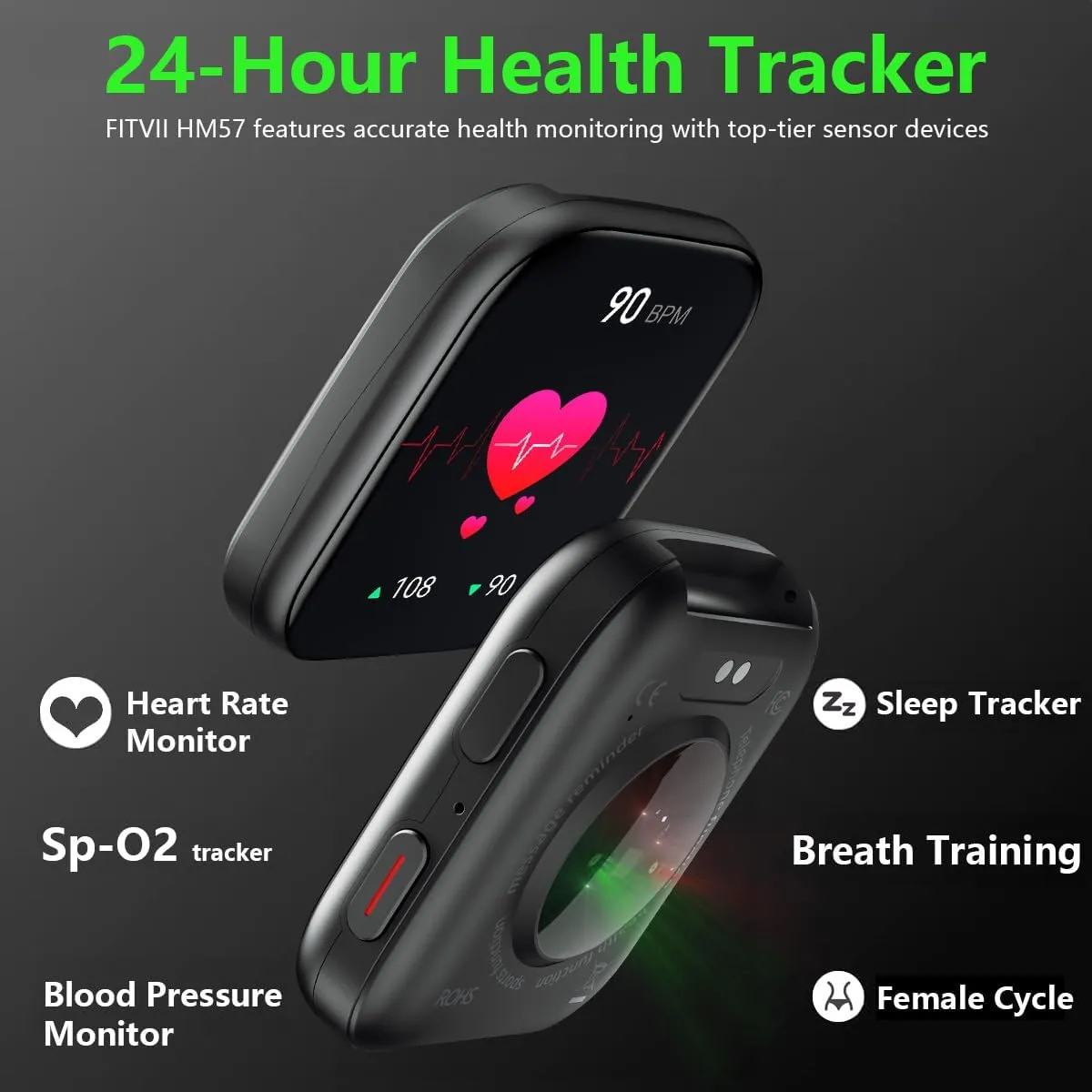 FITVII Health & Fitness Tracker (Answer/Make Calls), Smart Watch with 24/7 Heart Rate and Blood Pressure, Sleep Tracking, Blood Oxygen Monitor, 120  Sport Mode Activity Tracker for Women Men