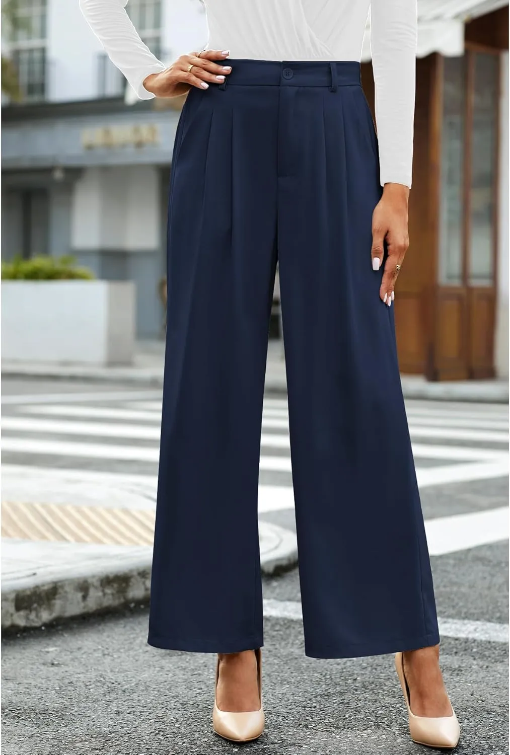 GRAPENT Wide Leg Pants for Women Work Business Casual High Waisted Dressy Pants Flowy Trousers Office