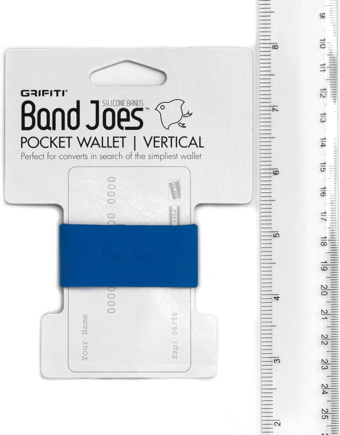 GRIFITI Band Joes Pocket Wallet Replacement Super Slim Profile Colorful Silicone Rubber Bands Money Wide Strap Grip Clip Siliconebands for Credit Card, License, Cash Holder