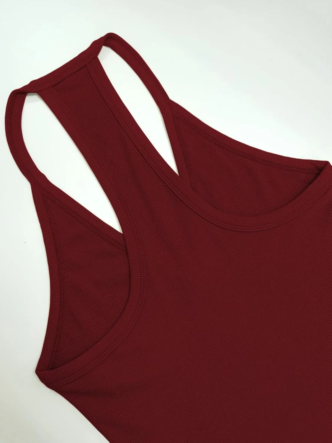 iGENJUN Workout Tops for Women Racerback Basic Tank Summer 2024 Camisole V Neck Slim Fit Ribbed Sleeveless