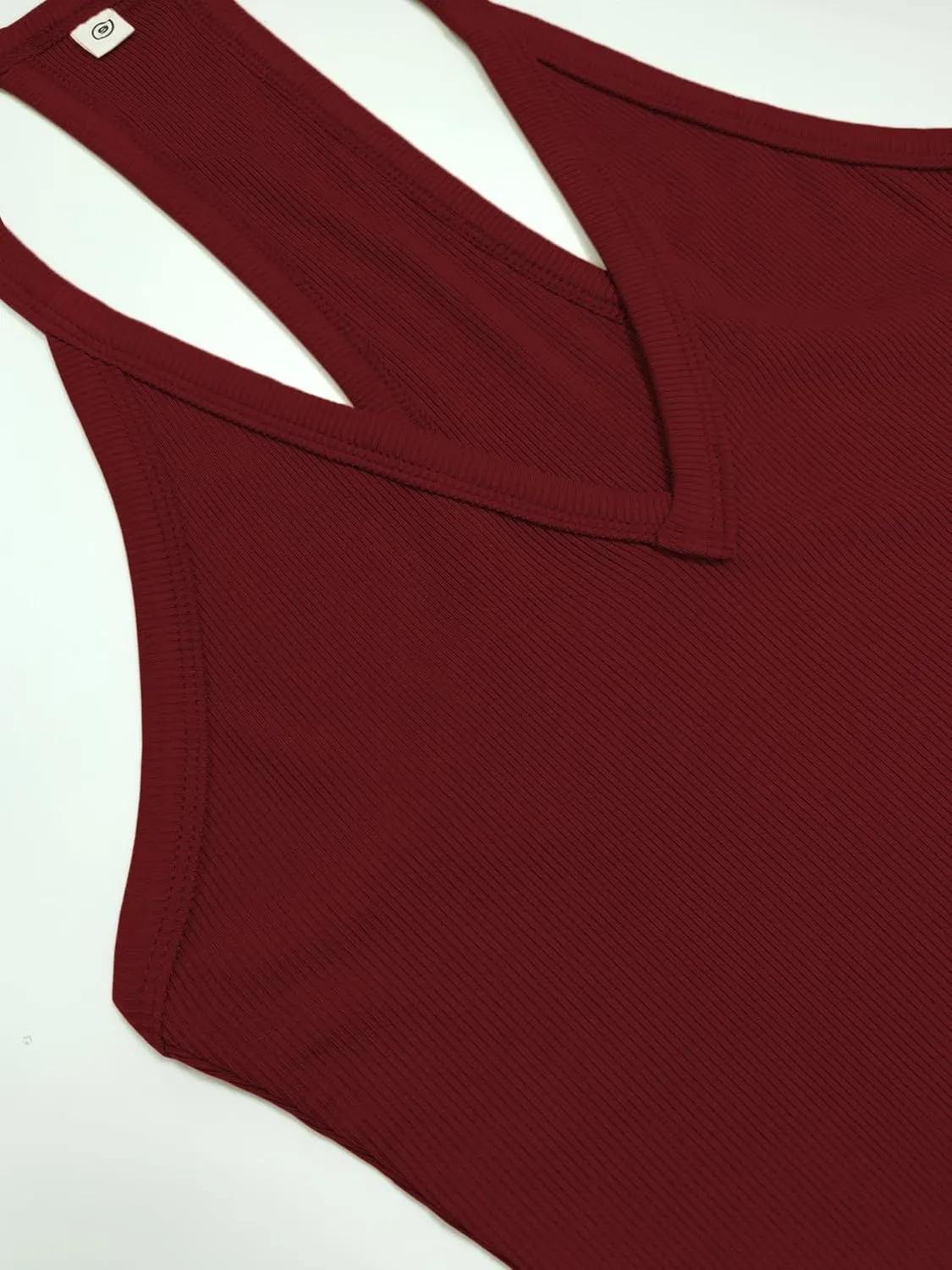 iGENJUN Workout Tops for Women Racerback Basic Tank Summer 2024 Camisole V Neck Slim Fit Ribbed Sleeveless