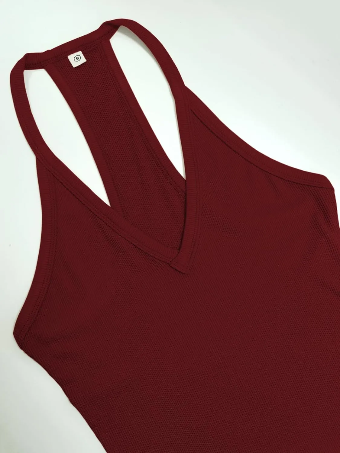 iGENJUN Workout Tops for Women Racerback Basic Tank Summer 2024 Camisole V Neck Slim Fit Ribbed Sleeveless