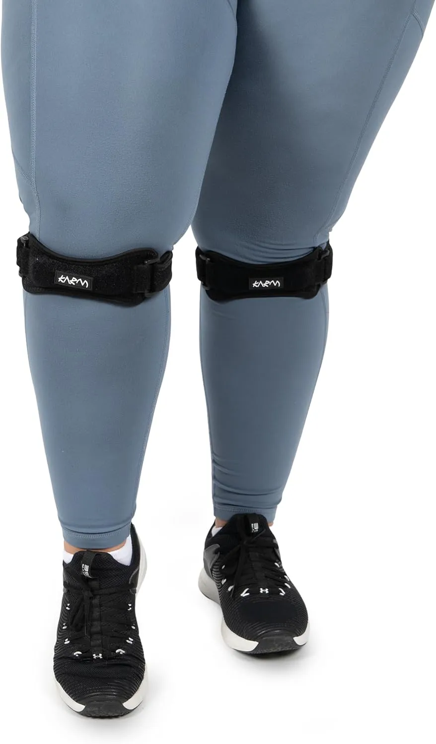 KARM Plus Size Knee Brace for Women & Men Plus Size - Patella Band - Patellar Tendon Support Strap for Jumpers Knee Pain, Basketball, Sports, Obese (XXL/3XL/4XL/5XL/6XL, Pair of 2 Straps, Black)