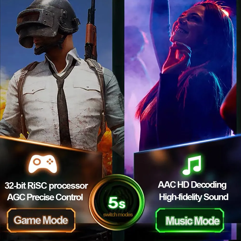 Lenovo GM1 Gaming Earphones with Mic  Bluetooth Gamer Headphones 60ms Low Latency TWS Earbuds Gaming Headset for PUBG Stereo