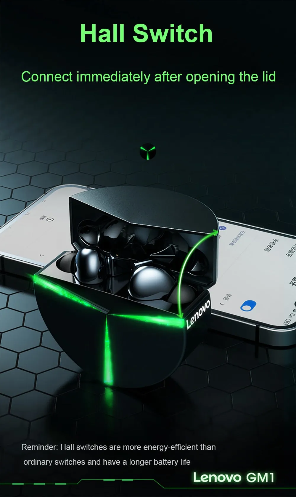 Lenovo GM1 Gaming Earphones with Mic  Bluetooth Gamer Headphones 60ms Low Latency TWS Earbuds Gaming Headset for PUBG Stereo