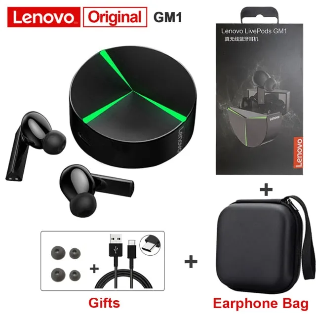 Lenovo GM1 Gaming Earphones with Mic  Bluetooth Gamer Headphones 60ms Low Latency TWS Earbuds Gaming Headset for PUBG Stereo