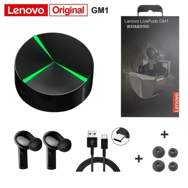 Lenovo GM1 Gaming Earphones with Mic  Bluetooth Gamer Headphones 60ms Low Latency TWS Earbuds Gaming Headset for PUBG Stereo