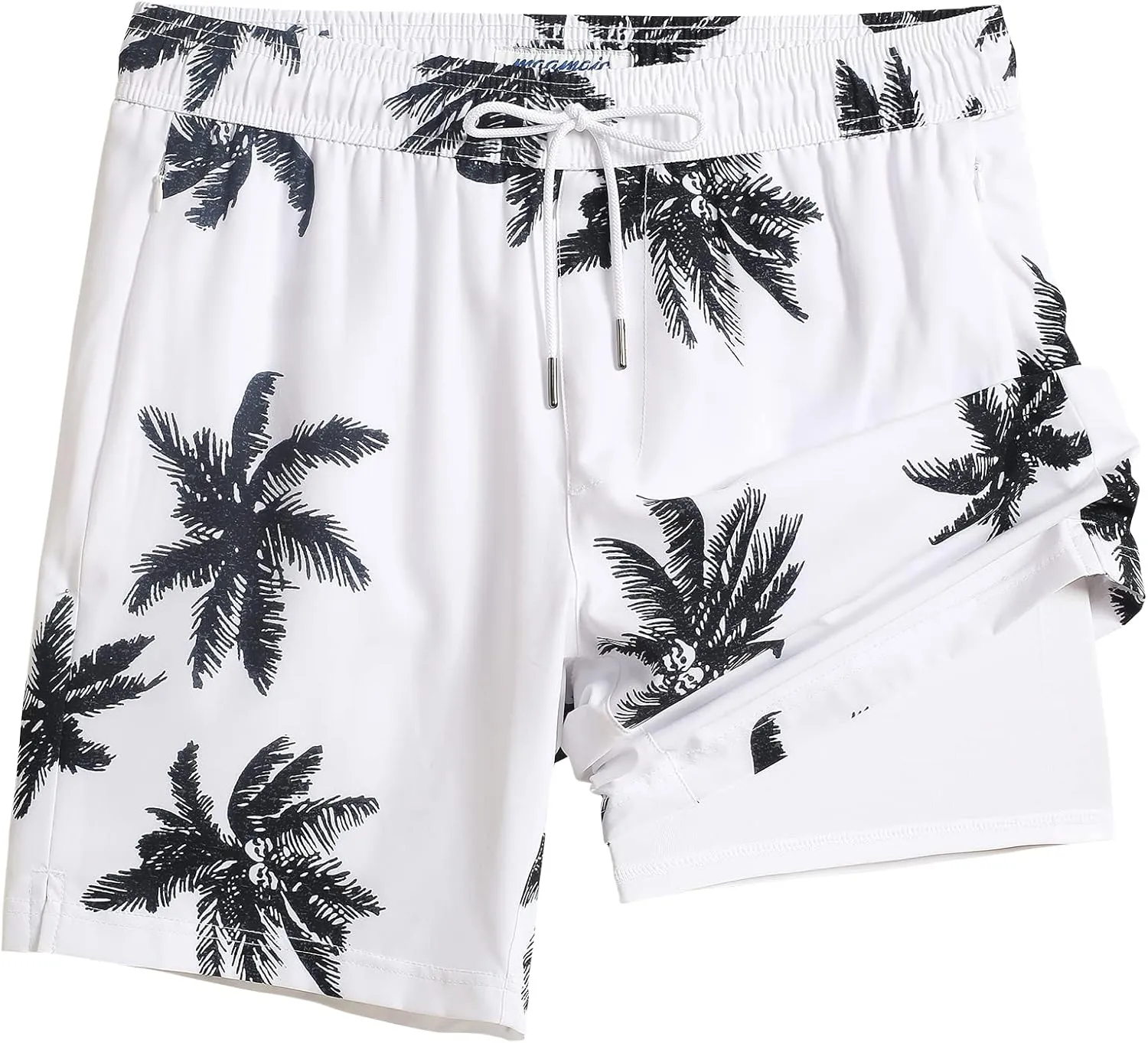 maamgic 2 in 1 Mens Swim Trunks 7 Inch Swim Shorts Swim Suits Board Shorts
