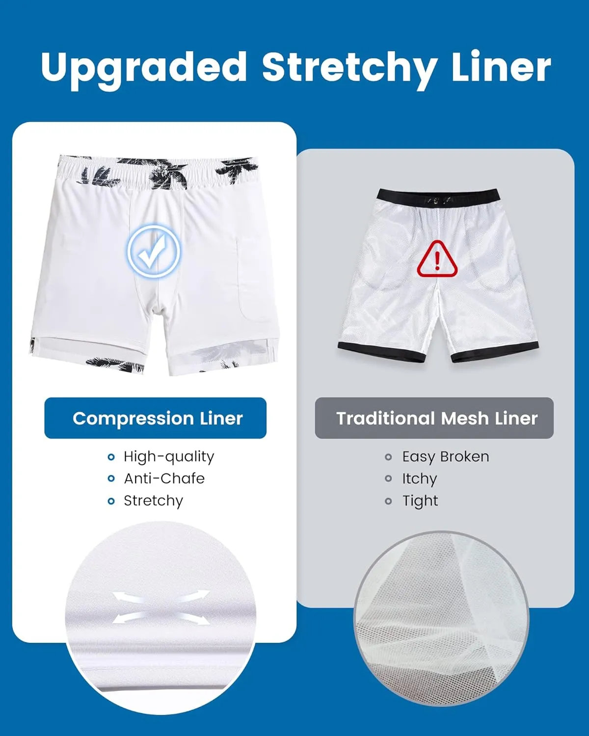 maamgic 2 in 1 Mens Swim Trunks 7 Inch Swim Shorts Swim Suits Board Shorts