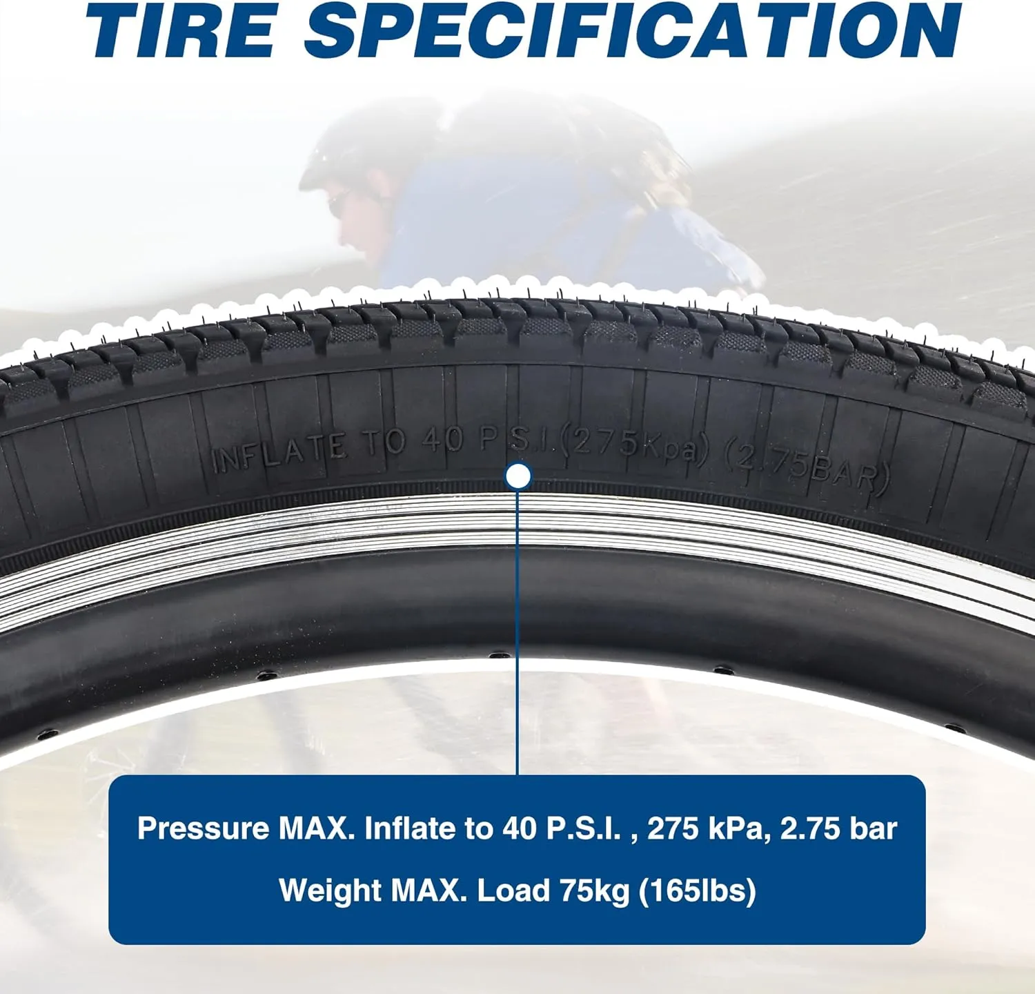 MEGHNA Mountain Bike Tire 26/27.5 x 2.125 Inch With Tire Lever - Foldable Replacement for Cruiser, Mountain, Folding, BMX, and City Bikes