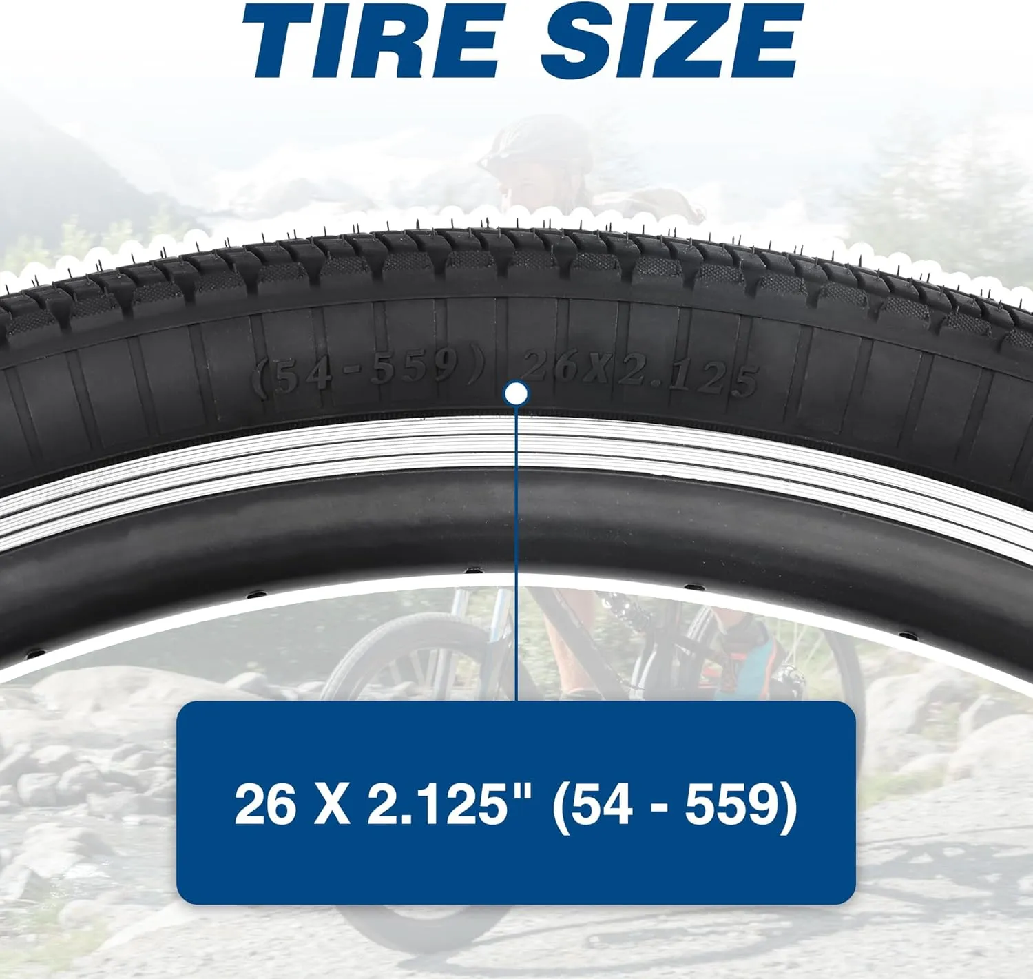 MEGHNA Mountain Bike Tire 26/27.5 x 2.125 Inch With Tire Lever - Foldable Replacement for Cruiser, Mountain, Folding, BMX, and City Bikes