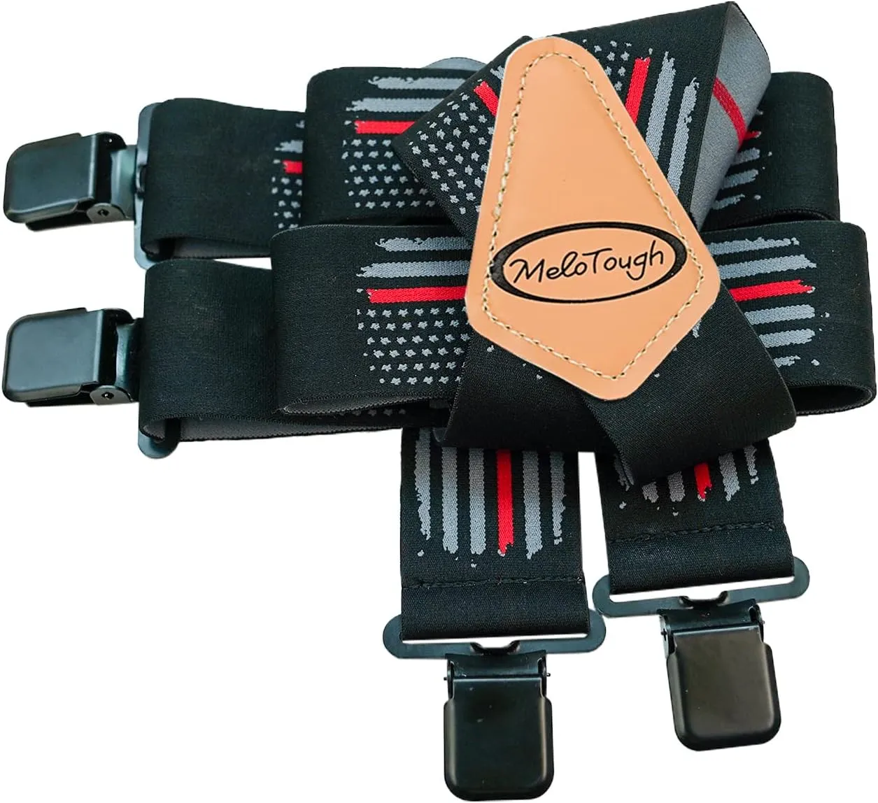 MELOTOUGH Men's Suspenders Fully Elastic 2 inch Wide X back Heavy Duty Work Suspenders