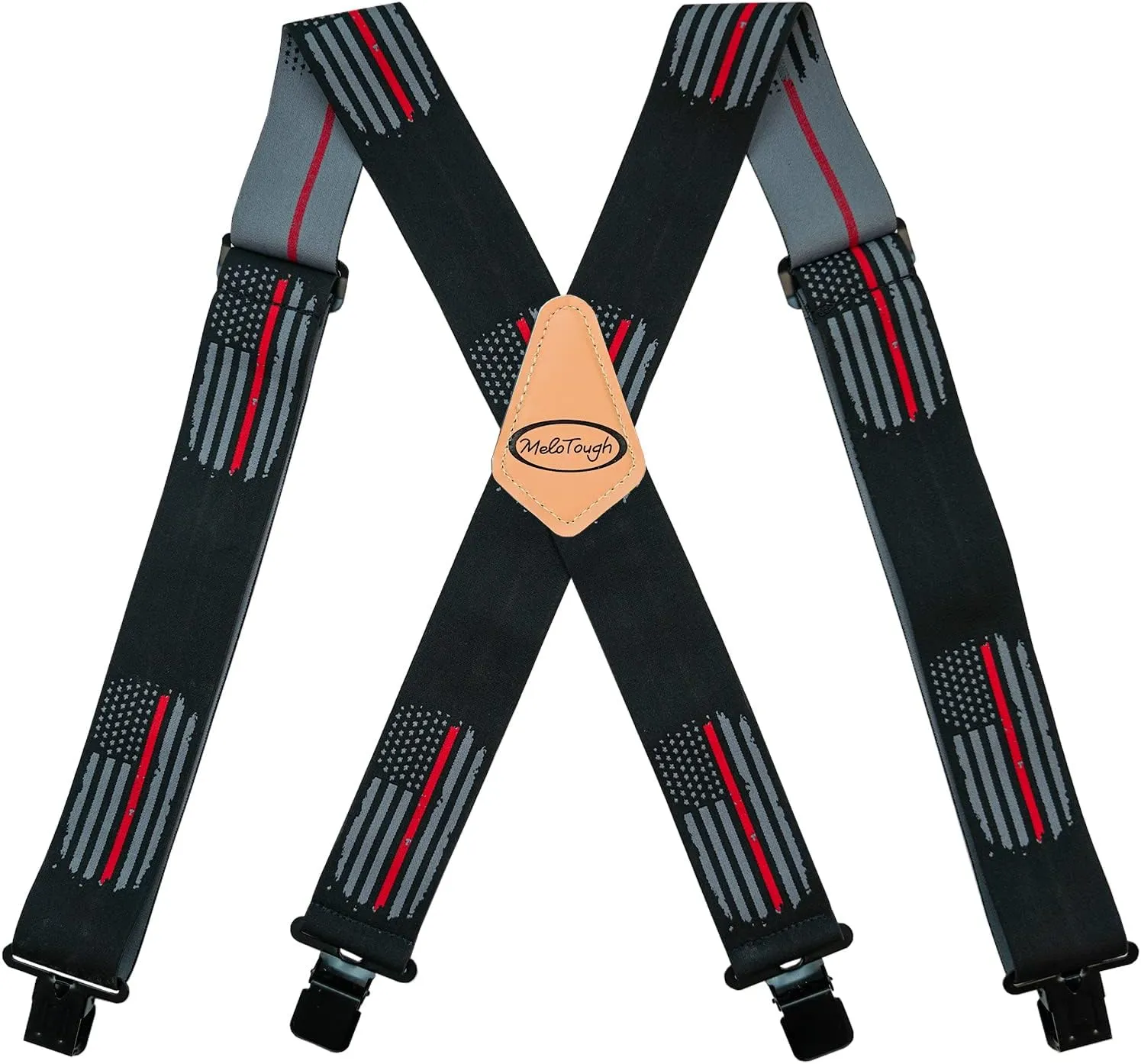 MELOTOUGH Men's Suspenders Fully Elastic 2 inch Wide X back Heavy Duty Work Suspenders