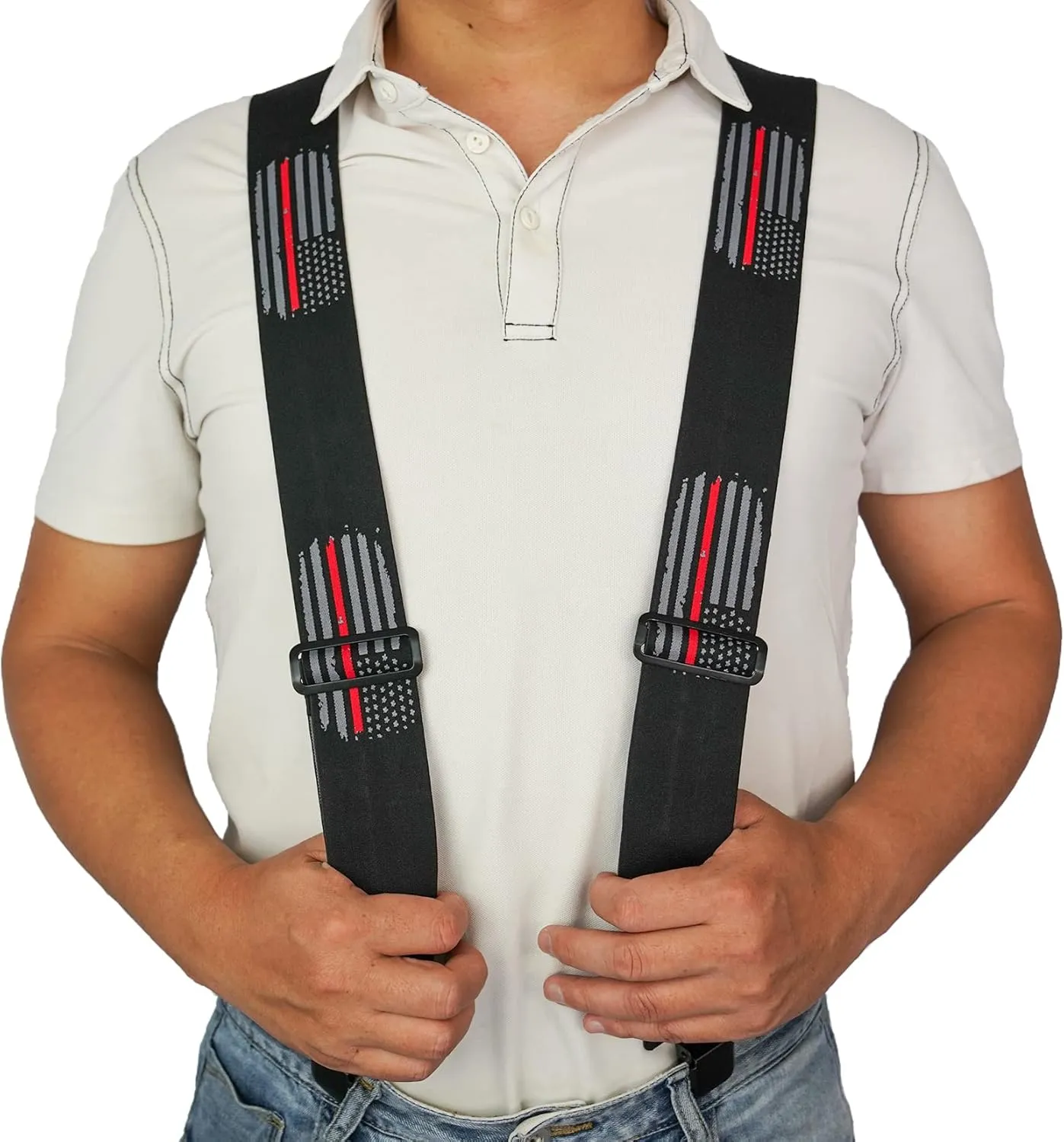 MELOTOUGH Men's Suspenders Fully Elastic 2 inch Wide X back Heavy Duty Work Suspenders