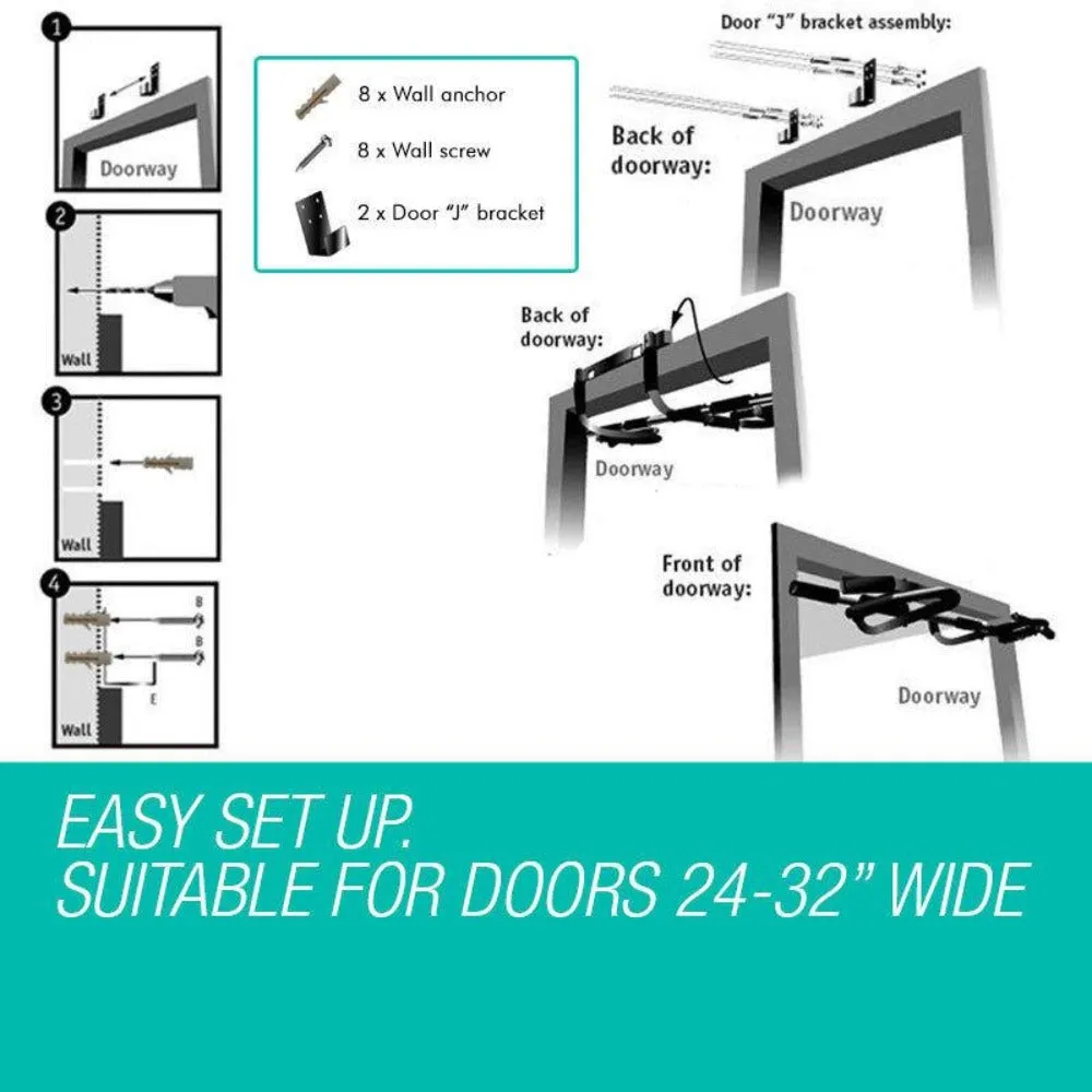 New Portable Chin Up Bar Home Door Pull Up Dip Abs Exercise Doorway Wall Mounted