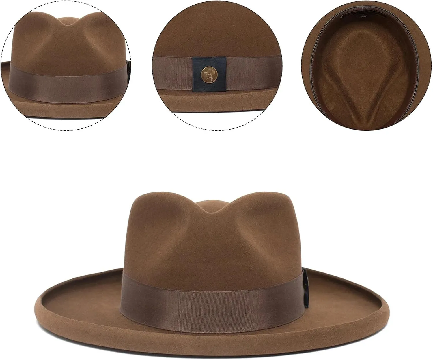 Old-Fashioned Top Hat Western Wide-Brimmed Hat for Women Man Casual Wear Western Fedoras Man Women Unisex Wear